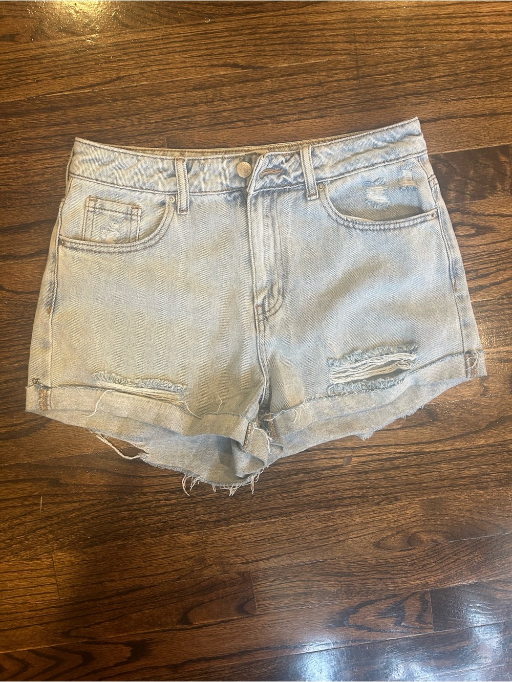 PacSun Light Wash Ripped Denim Shorts
